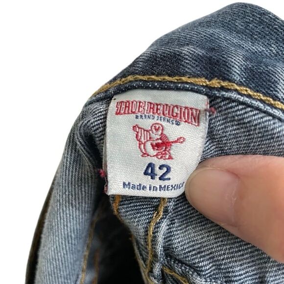 True Religion Skinny Old Multi Distressed Denim Jean Shorts Size 42 - Picture 3 of 7